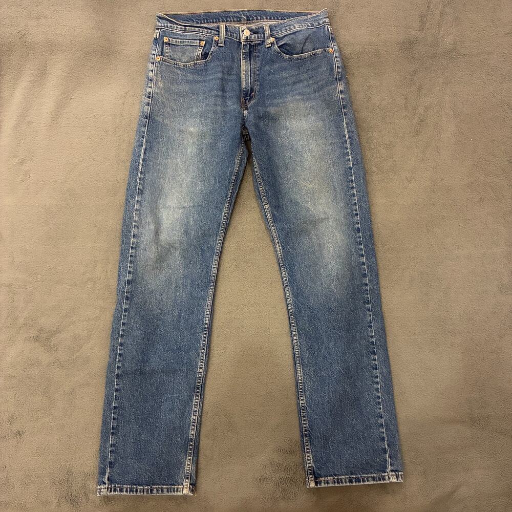 Levi's 505 Medium Wash Blue Regular Fit Straight Leg Cut Jeans Men's Size 34x34